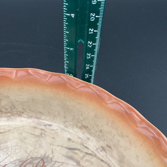 Apple Pie Recipe Ceramic Pie Dish 10” Beige & Orange Microwave Dishwasher Safe - Picture 3 of 9